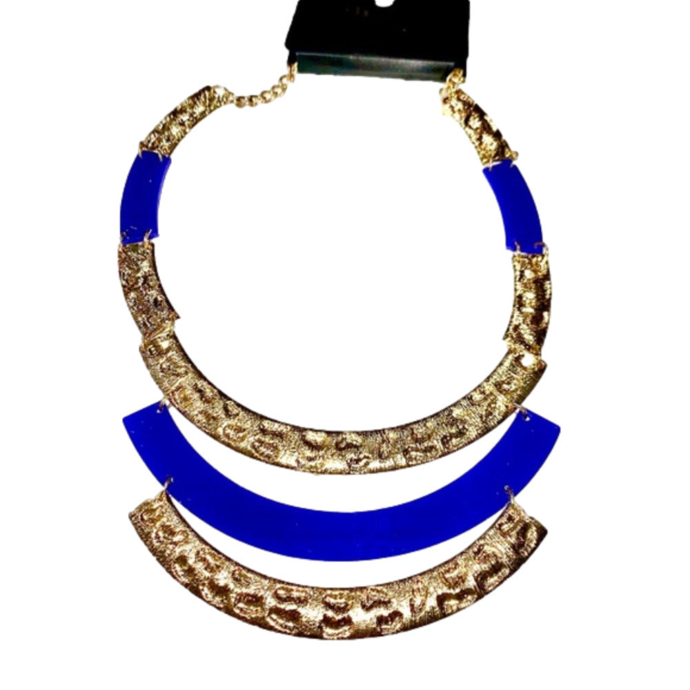 Tribal Necklace Gold Blue